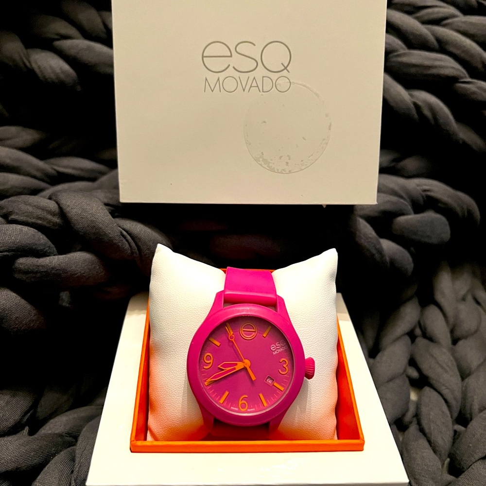 Movado esq silicon “jelly” watch in Barbie pink